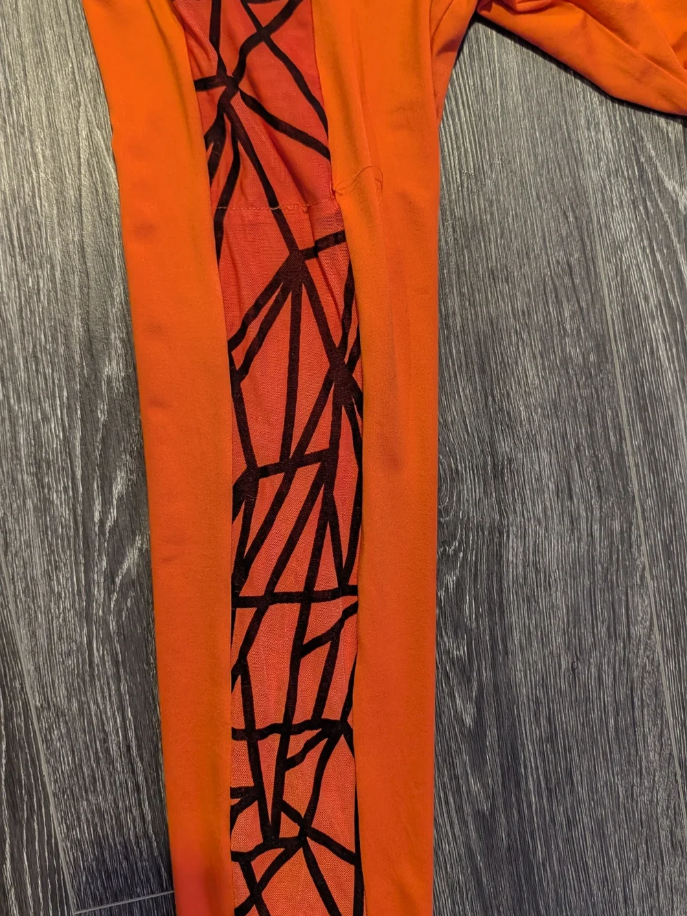 Neon Orange High-Waist Leggings with Printed Side Stripe